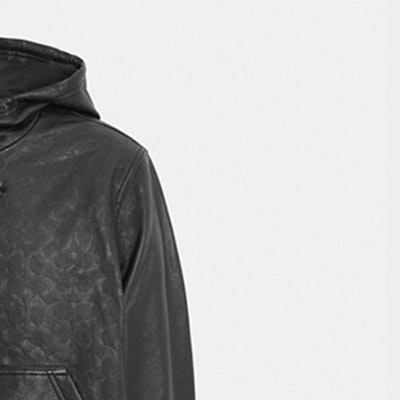 COACH SS23 黑色皮革連帽外套附拉鍊口袋. CK513-OY2 Details for COACH SS23 黑色皮革連帽外套附拉鍊口袋. CK513-OY2