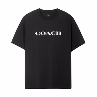 COACH SS23 Black Logo Print Crew Neck T-Shirt C9693-BLK