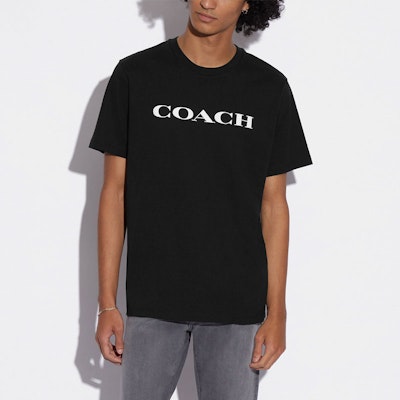 コーチ SS23 ブラック ロゴプリント クルーネック Tシャツ C9693-BLK Shop コーチ SS23 ブラック ロゴプリント クルーネック Tシャツ C9693-BLK