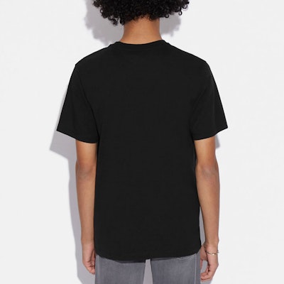 コーチ SS23 ブラック ロゴプリント クルーネック Tシャツ C9693-BLK Purchase コーチ SS23 ブラック ロゴプリント クルーネック Tシャツ C9693-BLK