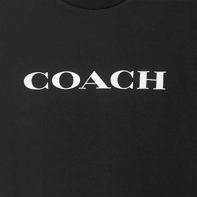 コーチ SS23 ブラック ロゴプリント クルーネック Tシャツ C9693-BLK Sizing コーチ SS23 ブラック ロゴプリント クルーネック Tシャツ C9693-BLK