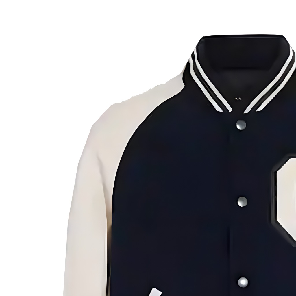 Shop 코치 SS23 블랙 래글런 슬리브 바시티 재킷 - 대비되는 레터 패치 디테일. CF802-VC8