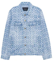 COACH SS23 Blue Denim Jacket with All-Over Logo Print. C0918-VF1 COACH SS23 Blue Denim Jacket with All-Over Logo Print. C0918-VF1