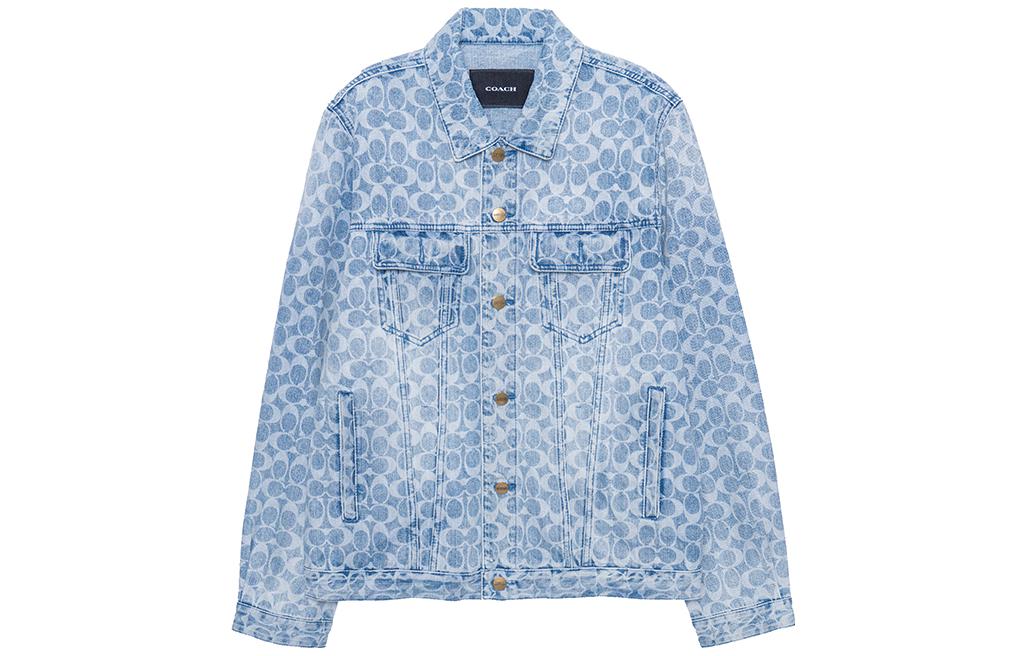 Order 코치 SS23 블루 데님 재킷 올오버 로고 프린트. C0918-VF1