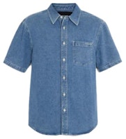 COACH SS23 Blue Solid Casual Short-Sleeve Button-Up Shirt. CI518-P9J COACH SS23 Blue Solid Casual Short-Sleeve Button-Up Shirt. CI518-P9J