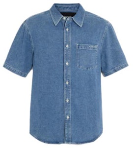 코치 SS23 블루 솔리드 캐주얼 반팔 버튼업 셔츠. CI518-P9J Order 코치 SS23 블루 솔리드 캐주얼 반팔 버튼업 셔츠. CI518-P9J