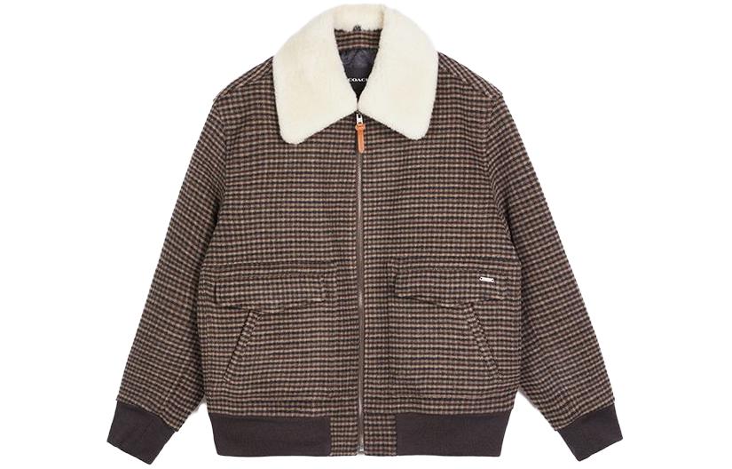 COACH SS23  Brown Plaid Print Zip-Up Jacket with Collar. CE342-V0H 圖 2