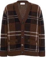COACH SS23 Brown Plaid V-Neck Single-Breasted Sweater. CB655-MYB COACH SS23 Brown Plaid V-Neck Single-Breasted Sweater. CB655-MYB