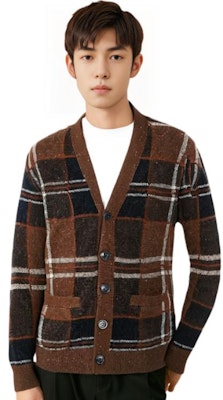 COACH SS23 Sweater V-Neck Kotak-Kotak Cokelat Single-Breasted. CB655-MYB Shop COACH SS23 Sweater V-Neck Kotak-Kotak Cokelat Single-Breasted. CB655-MYB