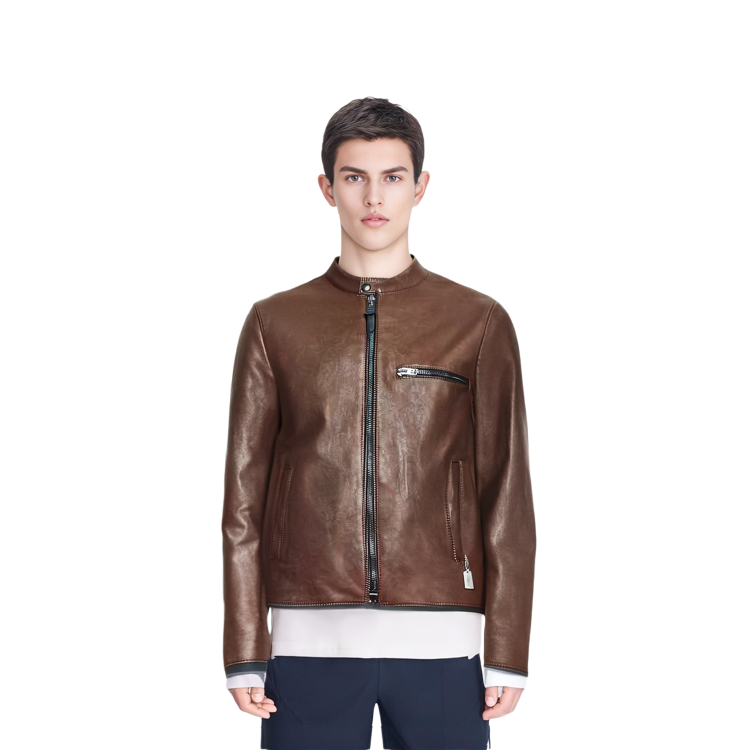 Lookbook 코치 SS23 브라운 솔리드 지퍼 포켓 롱슬리브 자켓 88799-N2X