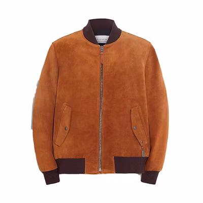 COACH SS23 Colorblock Suede Leather Jacket - Orange CB667-UHL