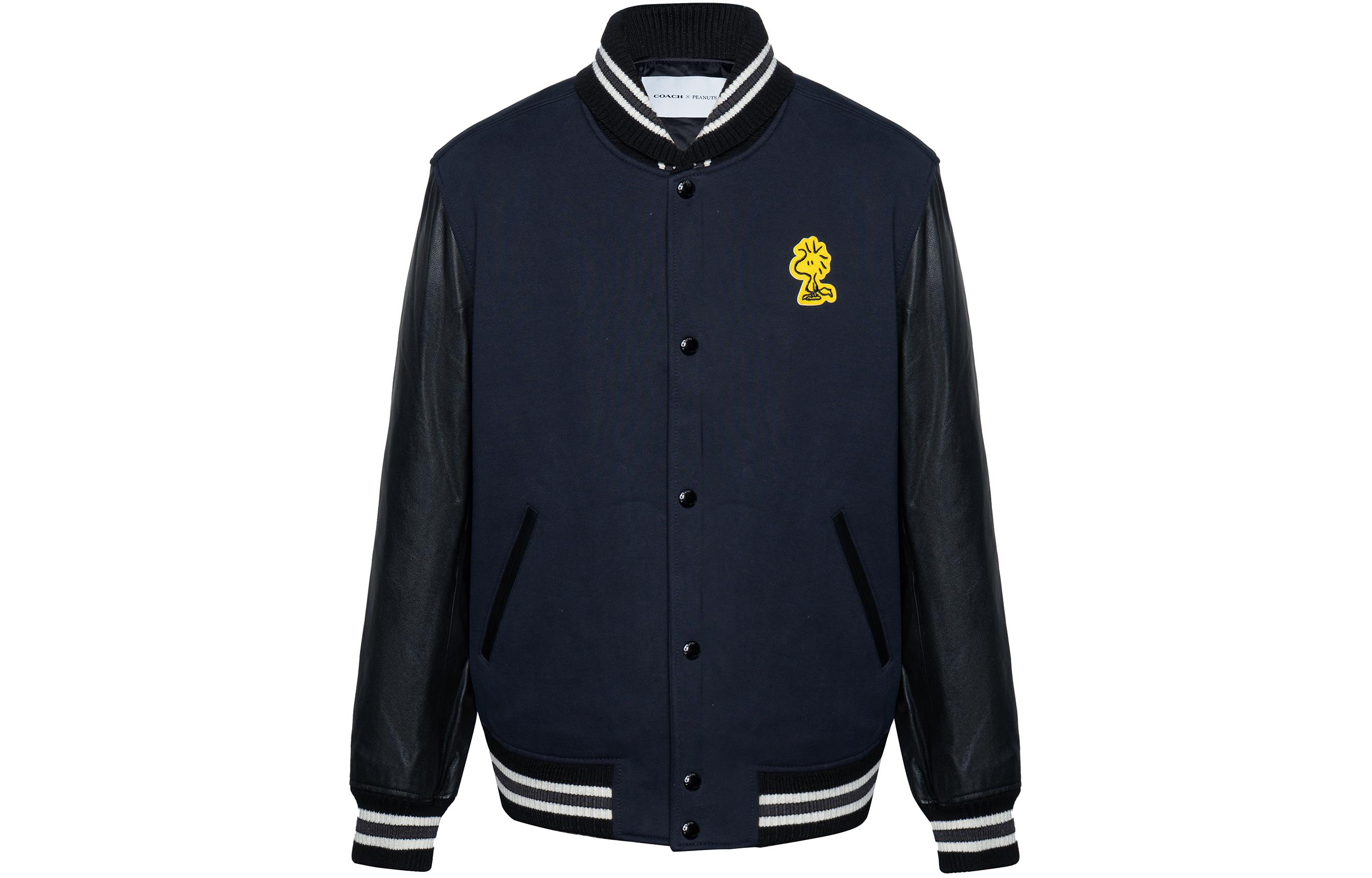 COACH SS23  Embroidered Patchwork Button-Up Jacket Black CE546-NAV