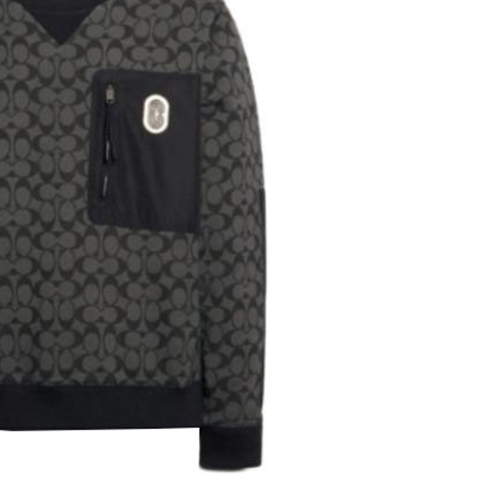 Sizing 코치 SS23 그레이 풀오버 스웨트셔츠 올오버 프린트 디자인. 89748-OY2
