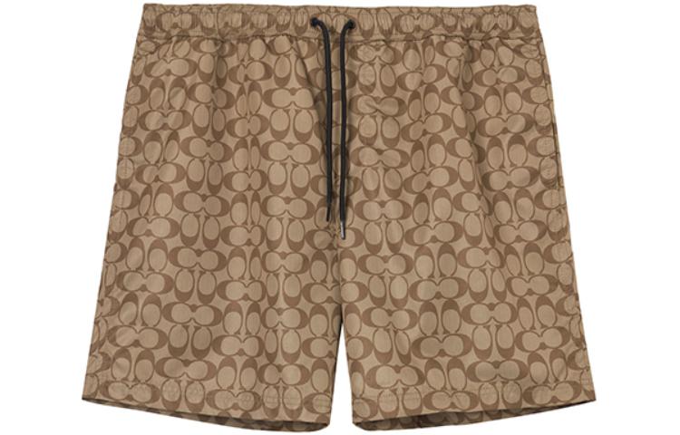 COACH SS23  Khaki Logo Print Drawstring Swim Shorts. CG112-OFZ
