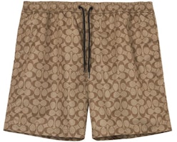 COACH SS23 Khaki Logo Print Drawstring Swim Shorts. CG112-OFZ COACH SS23 Khaki Logo Print Drawstring Swim Shorts. CG112-OFZ