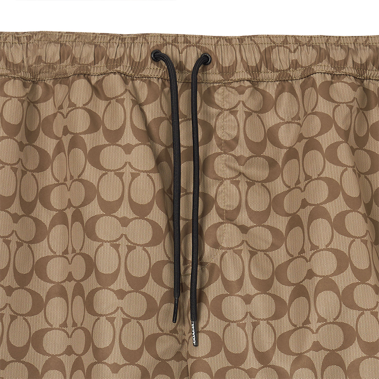 Details for コーチ SS23 カーキ ロゴプリント ドローストリング スイムショーツ. CG112-OFZ