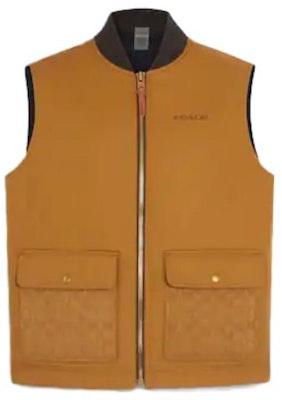 COACH SS23 Khaki V-Neck Zip Baseball Collar Sleeveless Vest. CF801-VC7 Buy COACH SS23 Khaki V-Neck Zip Baseball Collar Sleeveless Vest. CF801-VC7