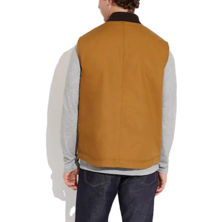 Purchase COACH SS23 Khaki Zip V-Neck Baju Tanpa Lengan Baseball Collar. CF801-VC7