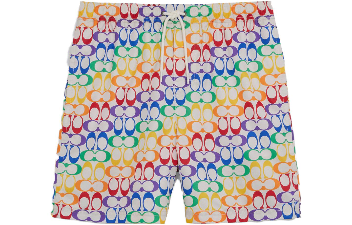 COACH SS23  Logo Print Drawstring Mid-Waist Casual Shorts Multicolor CI516