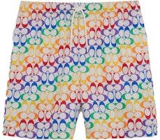 COACH SS23 Logo Print Drawstring Mid-Waist Casual Shorts Multicolor CI516 COACH SS23 Logo Print Drawstring Mid-Waist Casual Shorts Multicolor CI516
