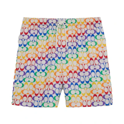 COACH SS23 Logo Print Drawstring Mid-Waist Casual Shorts Multicolor CI516