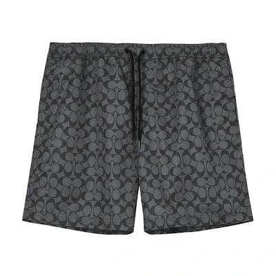 COACH SS23 Logo Print Drawstring Swim Shorts - Gray. CG112-R8E