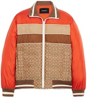 COACH SS23 Orange Patchwork Puffer Zip-Up Jacket with Collar. CG689-VEE COACH SS23 Orange Patchwork Puffer Zip-Up Jacket with Collar. CG689-VEE