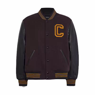 COACH SS23 Red-Brown Varsity Letter Print Long Sleeve Jacket CB663-OXB