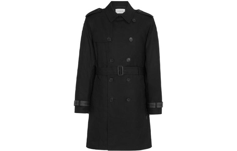 COACH SS23  Solid Double-Breasted Casual Mid-Length Trench Coat CF804-BLK