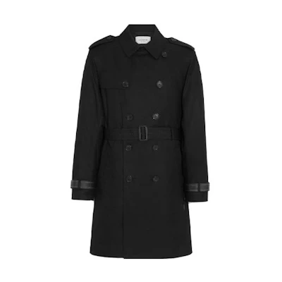 COACH SS23 Solid Double-Breasted Casual Mid-Length Trench Coat CF804-BLK