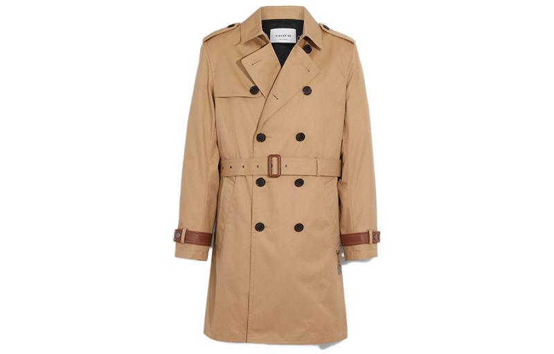 Order COACH SS23  Solid Double-Breasted Casual Mid-Length Trench Coat CF804-BLK