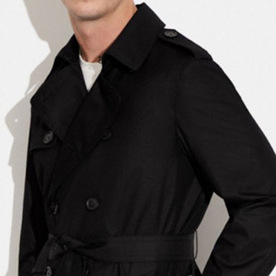 COACH SS23 Solid Double-Breasted Casual Mid-Length Trench Coat CF804-BLK 2