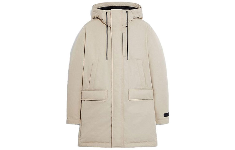 COACH SS23  Stone Color Hooded Down Long Sleeve Coat. C5181-STN