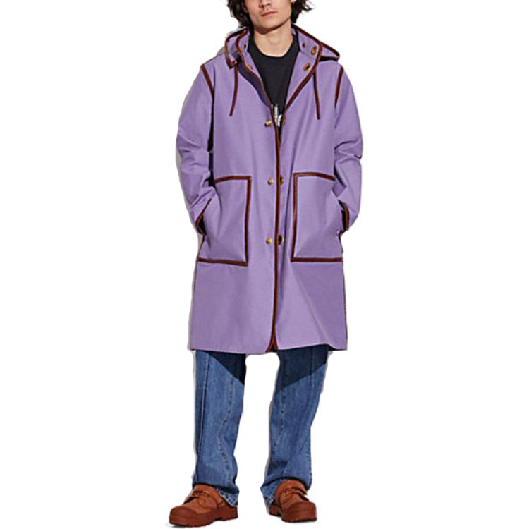 Lookbook COACH SS23  Striped Hooded Button-Up Long Sleeve Coat Purple C9648-U8U