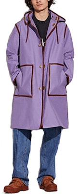 COACH SS23 Striped Hooded Button-Up Long Sleeve Coat Purple C9648-U8U Lookbook COACH SS23 Striped Hooded Button-Up Long Sleeve Coat Purple C9648-U8U