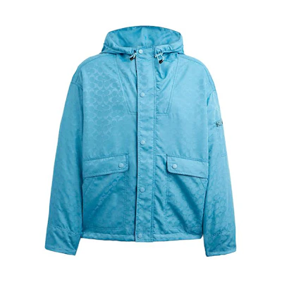 COACH SS23 All-Over Logo Light Blue Hoodie Jacket for Men CI419-LBL