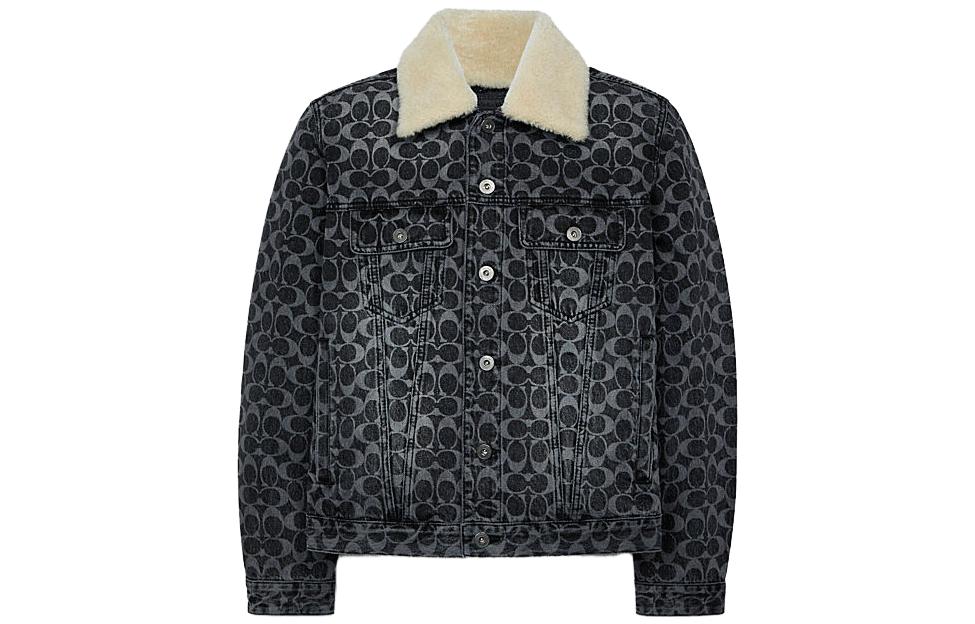 COACH SS23 All-Over Logo Print Long Sleeve Jacket Black () C5225-BLK