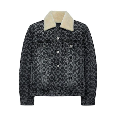 COACH SS23 All-Over Logo Print Long Sleeve Jacket Black () C5225-BLK