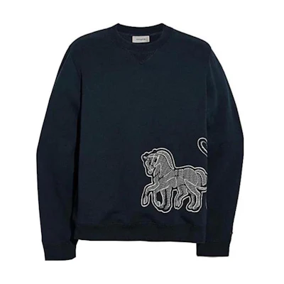 COACH SS23 Black Carriage Print Crewneck Sweatshirt for Men C1949-NAV
