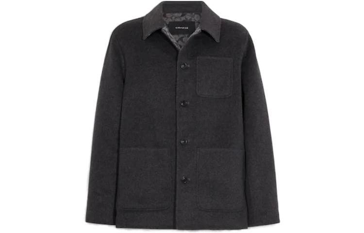 COACH SS23 Black Collared Jacket with Chest Pocket Design CF800-LEB