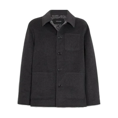COACH SS23 Black Collared Jacket with Chest Pocket Design CF800-LEB