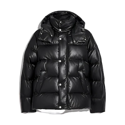 COACH SS23 Black Leather Down Jacket 6693-BLK