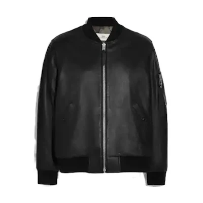 COACH SS23 Black Solid Color Baseball Collar Jacket F75705-BLK