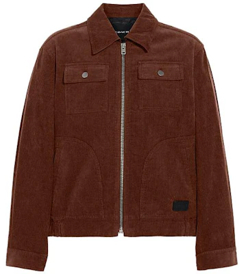 COACH SS23 棕色燈芯絨外套搭配純色皮革補丁 CG688-BRN Buy COACH SS23 棕色燈芯絨外套搭配純色皮革補丁 CG688-BRN