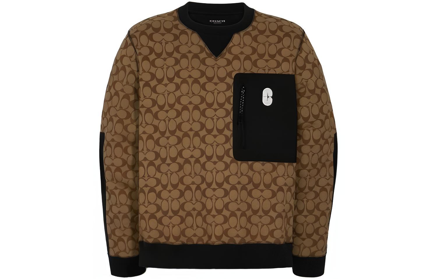 COACH SS23 Brown Graphic Print Crewneck Pullover Sweatshirt 89748-OFZ