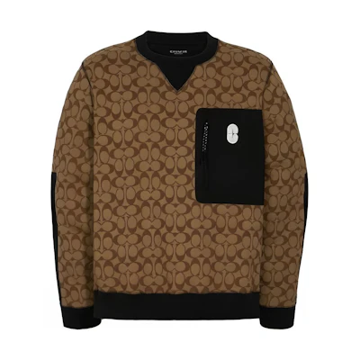 COACH SS23 Brown Graphic Print Crewneck Pullover Sweatshirt 89748-OFZ
