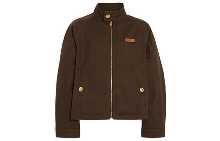 COACH SS23 Brown Logo Zip-Up Long-Sleeve Jacket C9700-U8X