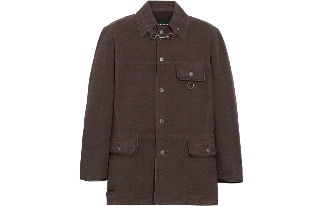 COACH SS23 Brown Solid Shirt-Style Jacket CI499-BRN