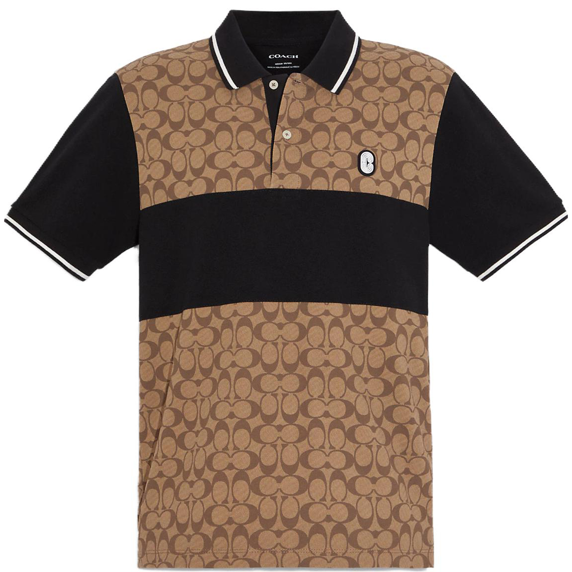 COACH SS23 Colorblock Logo Polo Shirt Khaki - Short Sleeve C9605-OFZ