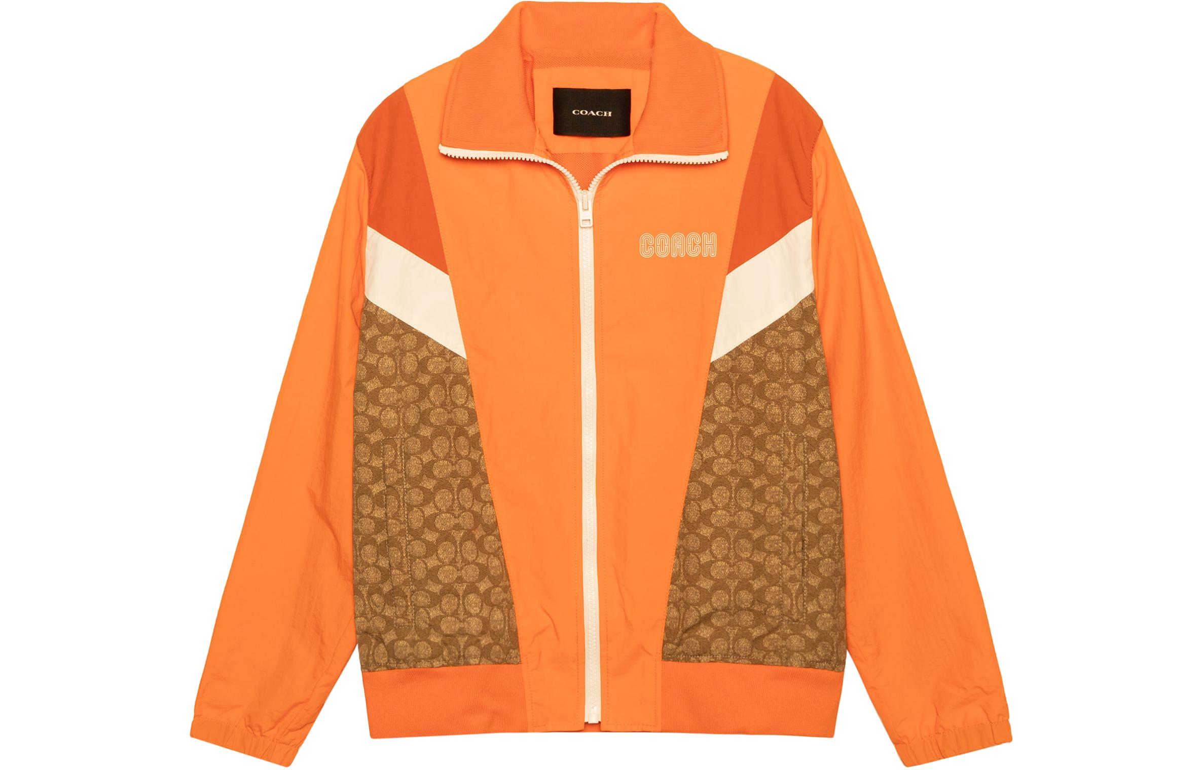 COACH SS23 Colorblock Zip-Up Collared Casual Jacket Orange () CB814-VEE